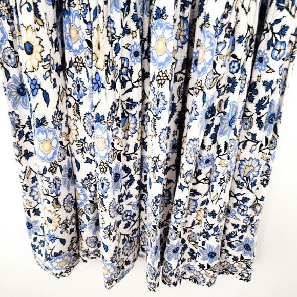 Christy Dawn Cream and Blue Floral Short Sleeve Maxi Dress Small - Picture 5 of 11